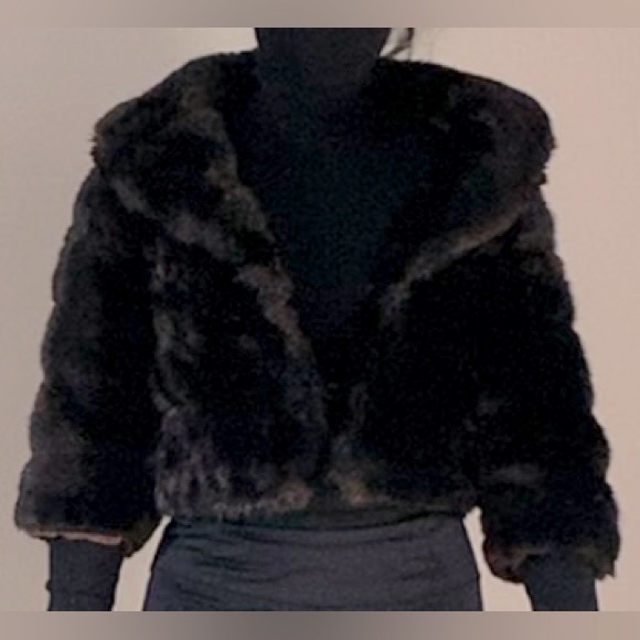 Creations Monique Jackets & Blazers - Vintage Monique Cropped Faux Fur Cape Coat Teddy Paris France XS/S